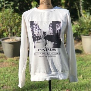 Forever 21 Paris Shirt Black & White Medium